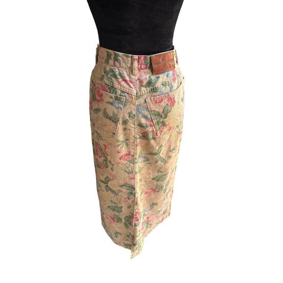 Polo Ralph Lauren Vintage Floral Cotton Midi Skirt Cottagecore Academia - Picture 3 of 4